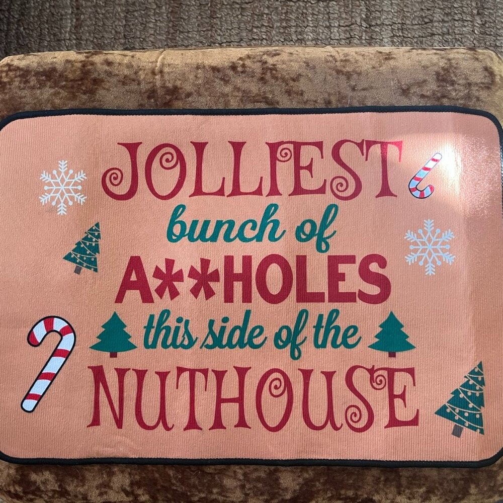 Jolliest Bunch of A**holes Christmas Novelty Floor Mat - Picture 3 of 3